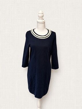 Vineyard Vines Navy Shift Dress with Cream Neckline Trim
